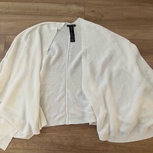 Eileen Fisher White Open Front Cardigan Poncho Organic Materials One Size